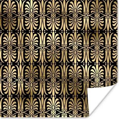 Produktbild von MuchoWow® Poster Muster - Art Deco - Gold 100x100 cm - Babyzimmer