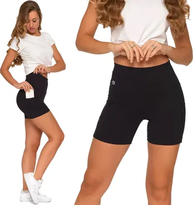 Produktbild von Moraj Damen kurze Fit Leggings Radlerhose Shorts High Waist Sportleggings mit Taschen 2800-004, Schwarz, L