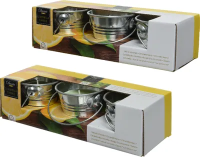 Produktbild von Citronella Kerze 6cm Outdoor Duftkerze im Metalleimer 3er Set