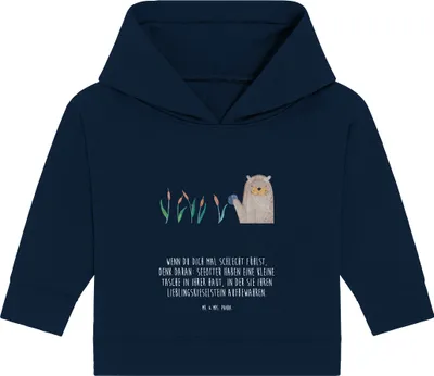 Produktbild von Mr. & Mrs. Panda Organic Baby Hoodie Otter Stein 24. - 36. Monat - French Navy - Geschenk, Fun Facts, Pflanzen, Kapuzenshirt, Witzige Fakten, Kapuzensweatshirt, Seeotter