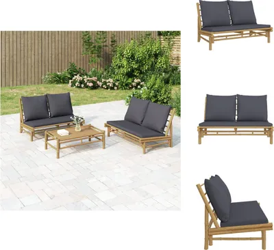 Produktbild von vidaXL Gartenbank mit Dunkelgrauen Kissen Bambus -  Gartensofaelemente