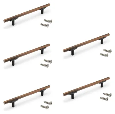 Zdjęcie produktu dla Emuca Pakiet 5 uchwytów meblowych Riad, L168mm, Rozstaw 128mm, Aluminium, Brąz