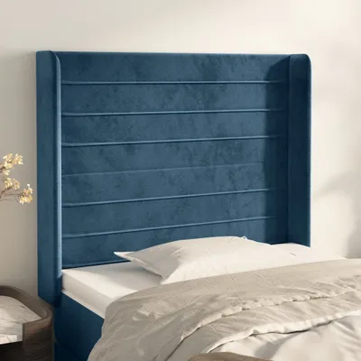 Produktbild von Kopfteil mit Ohren Dunkelblau 103x16x118/128 cm Samt
