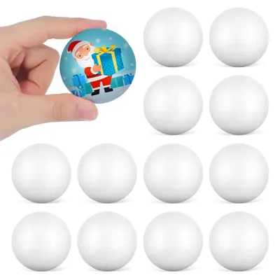 24 weiße Schaumstoffkugeln, runde Bastelbälle, 6 cm, Weihnachtsdeko
