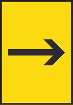 Produktbild von Richtungspfeil rechts Schild hochkant schwarz gelb Pfeil A6 Rückseite selbstklebend