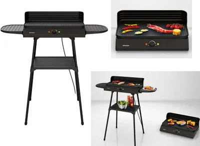 Produktbild von 2in1 Standgrill Elektrogrill Tischgrill Barbeque Grill Elektrischer Grill