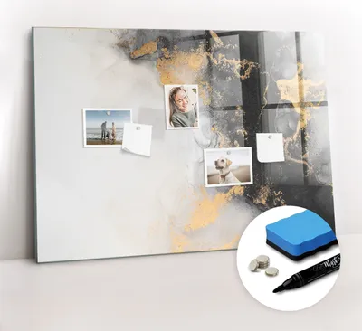 Produktbild von Magnetpinnwand Memoboard - Zubehörsatz - Schwarzer Marker + Schwamm + Magnete - 100 x 70 cm - Marmorkunst
