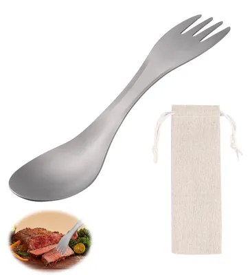 Productafbeelding van 2-in-1 Titanium Spork - Multifunctioneel Bestek met Opbergtas