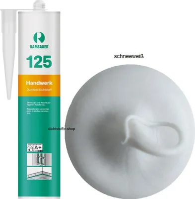 Produktbild von Ramsauer 125 Handwerk 1K Silikon Dichtstoff 310ml Kartusche schneeweiß