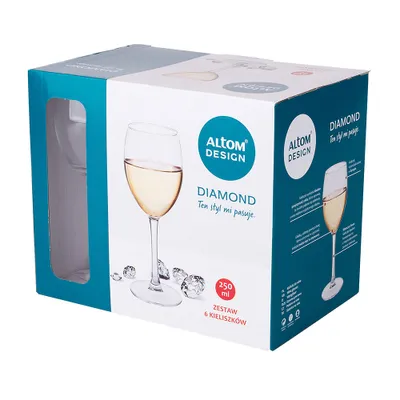 Obrázok produktu pre Sada 6 diamantových pohárov na biele víno, 250 ml