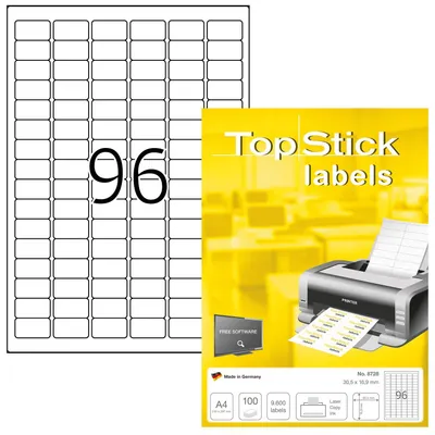 Produktbild von Universal Etiketten 30,5 x 16,9 mm, 100 Blatt, selbstklebend, TopStick, weiß