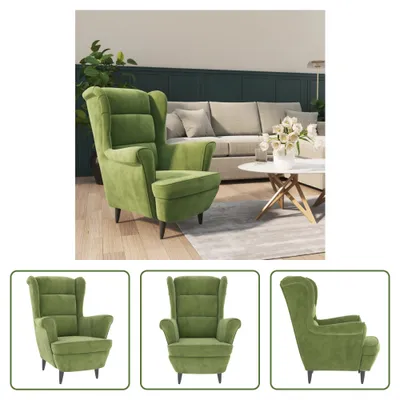 Image de The Living Store fauteuil en velours vert clair