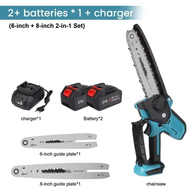 Immagine prodotto di Troncatrice a batteria compatta - Motosega elettrica portatile - 21 V - 2 batterie - Ideale per lavori del legno