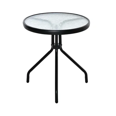 Produktbild von Tisch –Couchtisch –Gartentisch –Beistelltisch –Glastisch –Balkontisch –Kleiner Tisch -runder Tisch -kleiner Glastisch -50cm Durchmesser -Glas -Schwarz