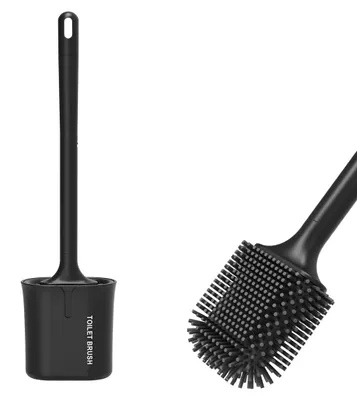 Produktbild von Toilettenbürste Toilettenbürstenhalter Klobürste - TPR Silikon - Schwarz - Wandmontage ohne Bohren