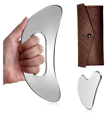 Produktbild von Gua Sha Gesichtsmassagegerät aus Edelstahl für Lymphdrainage und Hautpflege