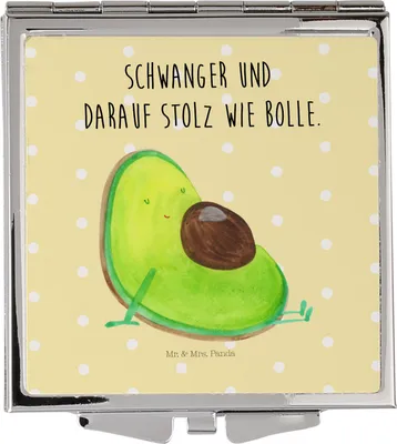 Produktbild von Mr. & Mrs. Panda Handspiegel Avocado Schwangerschaft - Gelb Pastell - Geschenk, Avocadokern, Liebe, Schwanger, Quadratischer Spiegel, Kosmetikspiegel, Frauen, Baby