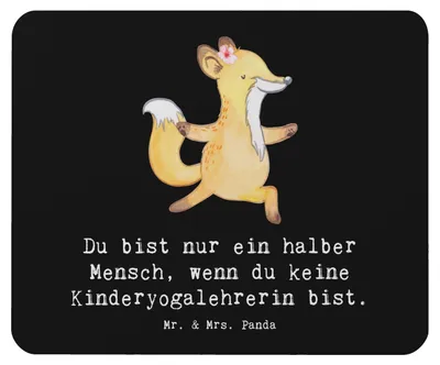 Produktbild von Mr. & Mrs. Panda Mouse Pad Kinderyogalehrerin Herz - Schwarz - Geschenk, Mousepad, laptop mauspad, pc, mausteppich