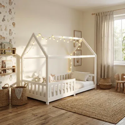 Obrázek produktu pro Dětská postýlka s ochranou proti vypadnutí a rošt (90 x 200 cm)