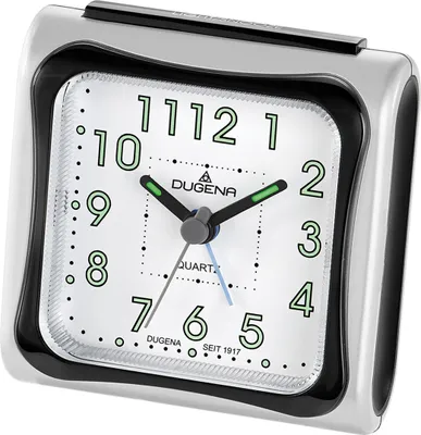 Produktbild von DUGENA 4460619 Wecker Kunststoff Analog Licht Alarm silber