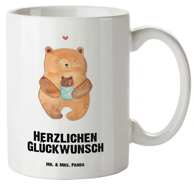 Produktbild von Mr. & Mrs. Panda jumbotasse Bär Baby - Weiß - Geschenk, Kaffeepott, Pott, XL Tasse, Mutter, Jumbo, Henkelbecher, Teddy, Riesenkaffeetasse, Geburtstag, Taufe, Eltern