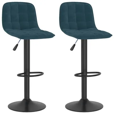 Produktbild von Barhocker Blau Samt 42,5 x 45 x (84-105) cm drehbar mit Fußstütze