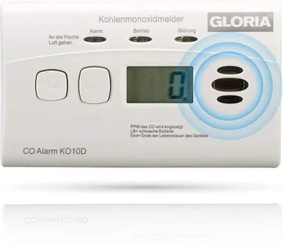 Zdjęcie produktu dla GLORIA K10-D, Detektor tlenku węgla, Biały, 85 dB, 1 m, Bateria, 3 V