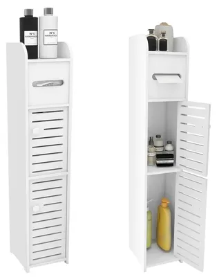 Image de Armoire de salle de bain, dimensions : 17 x 15 x 78 cm, couleur : blanc