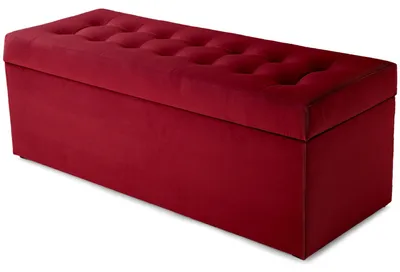 Produktbild von MG Design Polsterhocker Rot 45x120 cm - Stauraum 140L, bis 300 kg, samtig-weich mit Schimmer, pflegeleicht, für Wohnzimmer & Flur