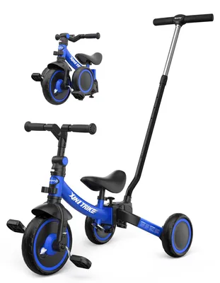 7-in-1 Dreirad für Kinder, höhenverstellbar, faltbar, blau