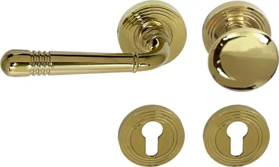 Produktbild von Türbeschlag 1662 Helena R WE Links Messing poliert Türdrücker Türklinke Türgriffe