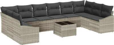 Produktbild von "Rabatt" Gartensofa-set - Balkonmöbel/Terrassenmöbel - mit Speicher - Hellgrau Poly-Rattan - Lounge-Dining set CC13056