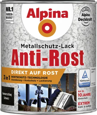 Produktbild von Alpina Metallschutz-Lack Hammerschlag 750 ml schwarz