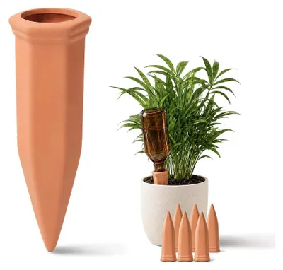 Produktbild von Wasserspieß Bewässerungsspieß Blumenbewässerung - Terrakotta - 6 Stück - Für den Urlaub