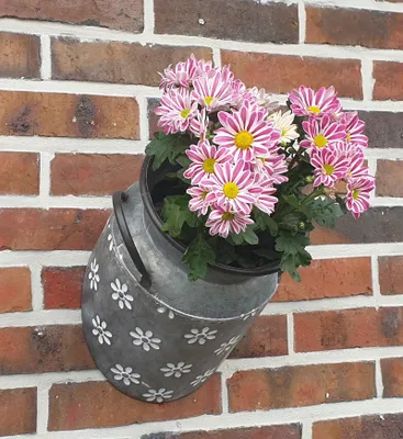 Produktbild von 1/2 Zinkkanne Blumentopf hängend originelles Pflanzgefäß Gartendeko Pflanzkanne