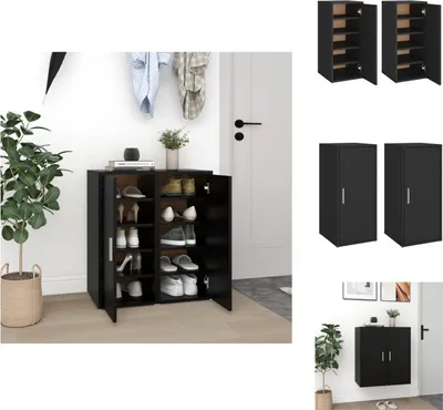 Immagine prodotto di vidaXL Scarpiere 2 pezzi nere 32x35x70 cm in legno - Scarpiere e armadietti