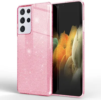 Produktbild von NALIA Glitzer Handy Hülle für Samsung Galaxy S21 Ultra, Diamant Cover Bling Case Pink