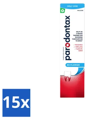 Imagen del producto de 15 tubos de pasta dental Parodontax sin flúor - 75 ml - Paquete económico - 15 unidades