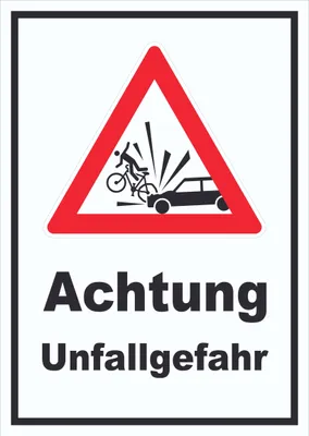 Produktbild von Auto und Fahrradfahrer Unfall Schild A0 (841x1189mm)