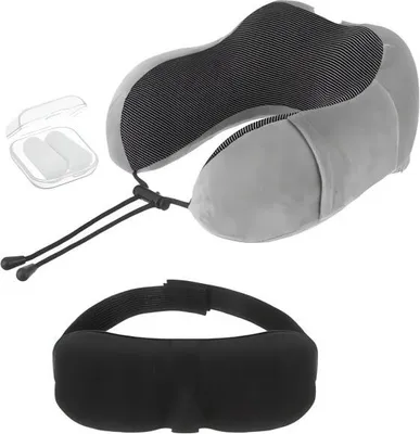 Immagine prodotto di Trizand Set da viaggio Maschera per dormire 3D grigio
