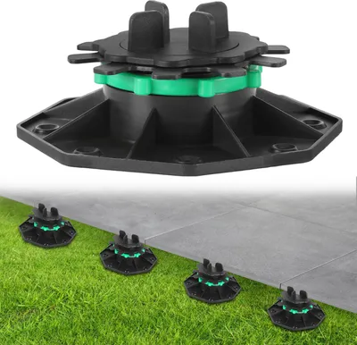 Produktbild von Bettizia 100 St. Stelzlager 42-60 mm Terrassenlager mit Fugenkreuz Steinstützen Stellfuß Höhenverstellbar Plattenlager mit Sicherungsring für Steinplatten