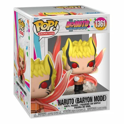 A Funko Pop! vinyl figure of Naruto in Baryon Mode, displayed in its original packaging.