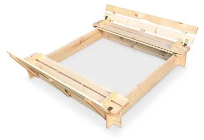 Produktbild von Sandkasten aus Holz mit Deckel und Bänken B118 x T118 x H20 cm natur