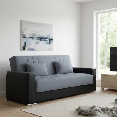 Immagine prodotto di Dmora Divano Letto 3 Posti Arix 96x230 cm Nero, Contenitore Reclinabile