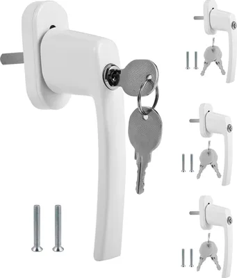 Produktbild von EINFEBEN Fenstergriff 4 Stueck Aluminium Fensterschlösser Fenstersicherung Abschliessbarer Kindersicherung Gekippt und Geschlossen mit 8 Gleichen Schluesselpaaren(weiss)