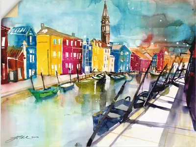 Produktbild von ARTland Wandbild, selbstklebend Venedig Bunt Größe: 80x60 cm