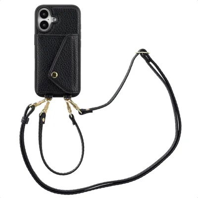 Immagine prodotto di Selencia Sera Custodia per cellulare con cordino e porta carte a busta iPhone 16 - Nero