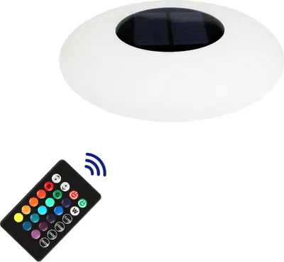Produktbild von Solar-Poolleuchten, Rasenleuchten für den Außenbereich, LED-Wasser-Schwimmlichter, LED-Umgebungslichter, wasserdicht, mit Fernbedienung, 25x25x6,7cm