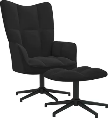 Produktbild von Relaxsessel mit Hocker Schwarz Samt