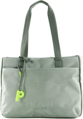 A studio shot of a gray tote bag.